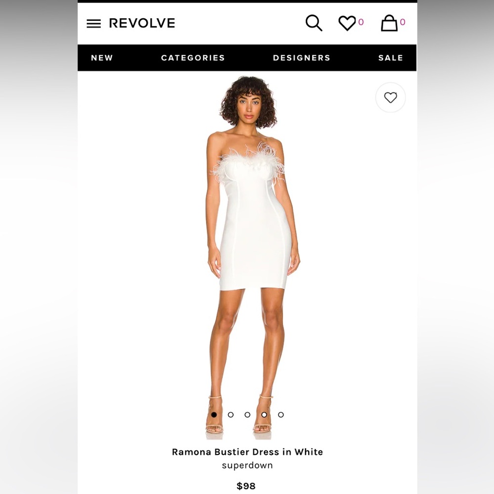 Superdown white feather strapless dress - never worn!